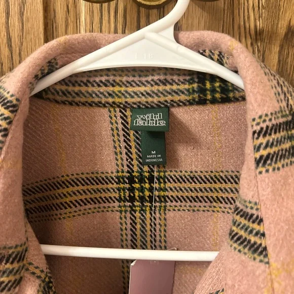 Wild Fable Pink Plaid Long Button-Up Jacket Shacket Size Medium NWT - Picture 6 of 9